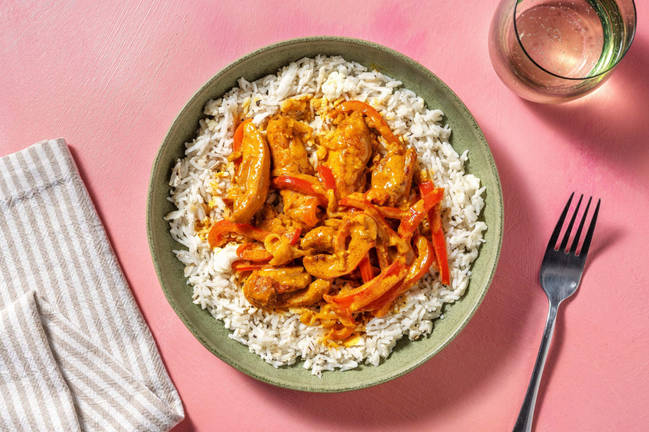 Chicken Thigh Strips in Yellow Curry Sauce