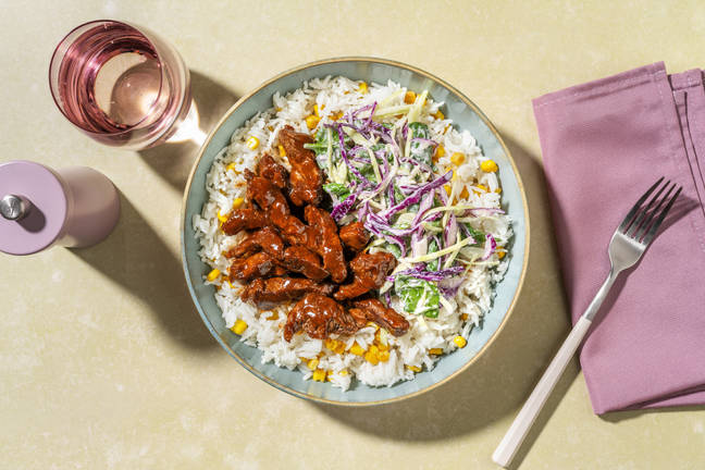 Quick BBQ-Glazed Beef & Charred Corn Rice