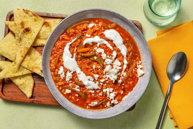 Chermoula Spiced Lentil, Carrot and Tomato Soup