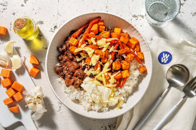 Sweet Potato and Refried Bean Burrito Bowl