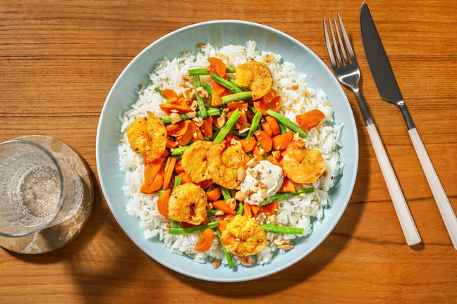 Asian-Spiced Prawns & Garlic Rice Bowl
