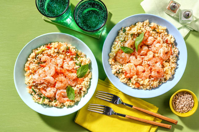 Stekta räkor och pärlcouscous