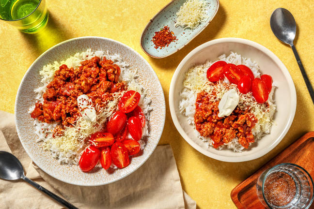 Pork Chilli and Rice Burrito Bowl