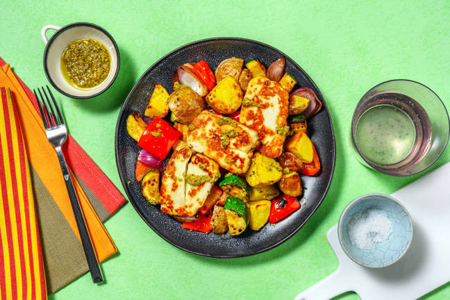 Pan-Fried Halloumi and Pesto Drizzle