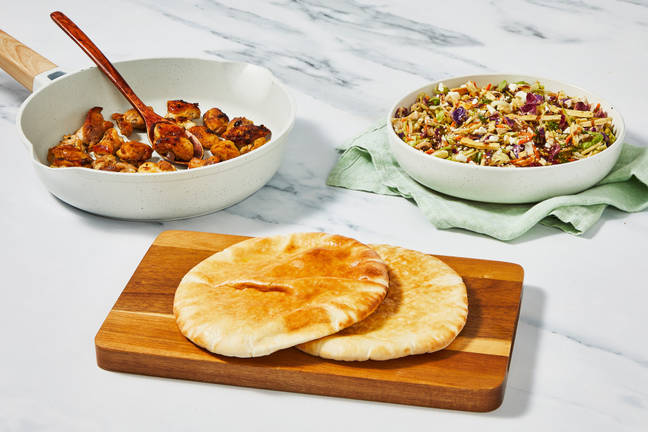 Super-Quick Mediterranean Crunch Chicken Salad & Pita