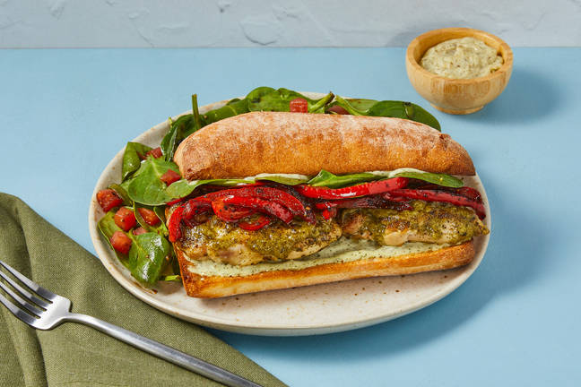 Sweet Pepper and Pesto Chicken Sandwiches