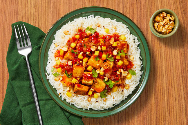 Sauté de tofu au chili doux et riz à la coriandre