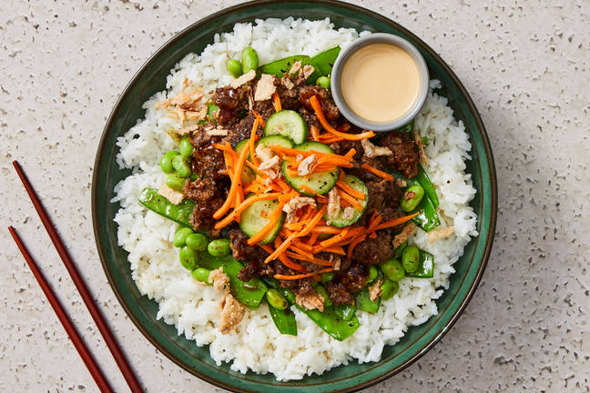 Sticky Ginger Beef and Rice Bowls