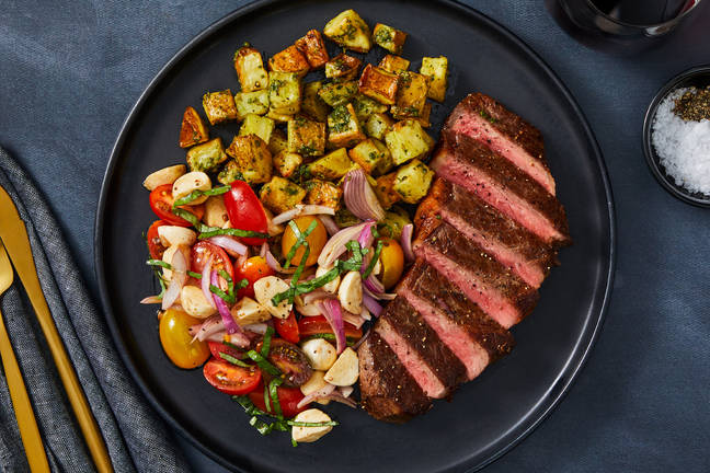 Striploin Steak  and Heirloom Tomato Bocconcini Salad