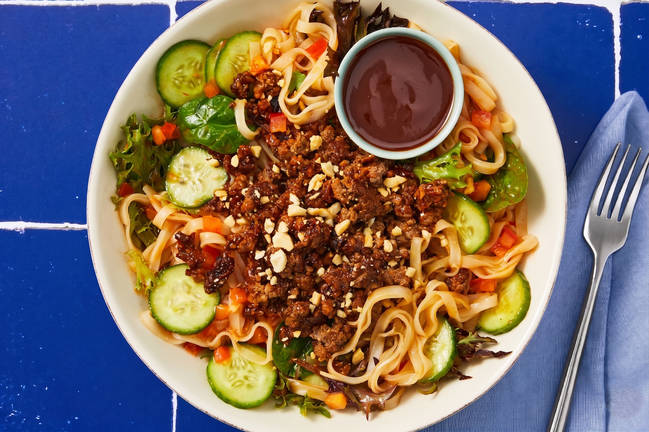SuperQuick Ginger-Beef and Rice Noodle Salad