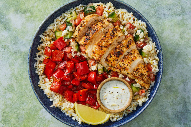 Chicken, Feta and Cucumber Gyro Bowls