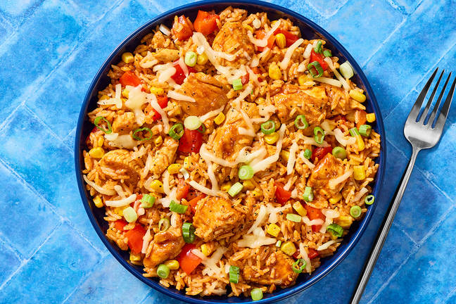 One-Pot Cheesy Chicken Enchilada Rice