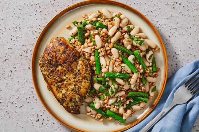 Pan-Seared Chicken with Two-Bean Salad