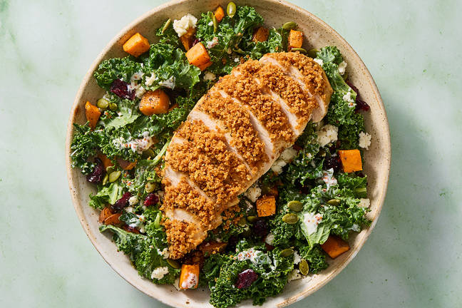 Warm Crispy Chicken and Kale Salad 