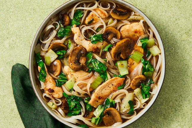 Ginger Chicken and Rice Noodle Soup