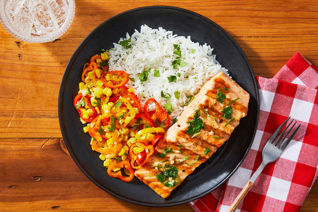 Grilled Salmon with Cilantro-Lime Butter