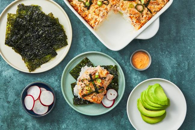 Salmon and Sticky Rice Bake