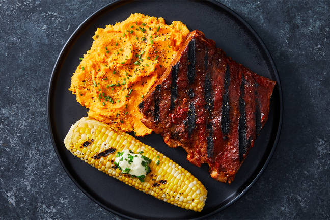 Grilled BBQ Ribs and Corn on the Cob