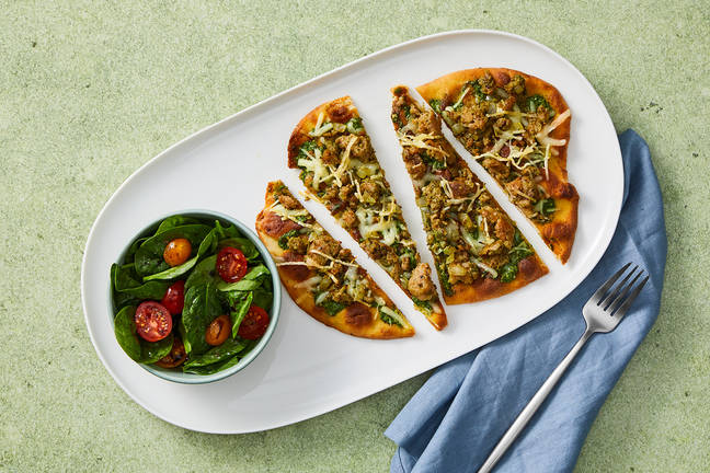 SuperQuick Cheesy Sausage Flatbreads