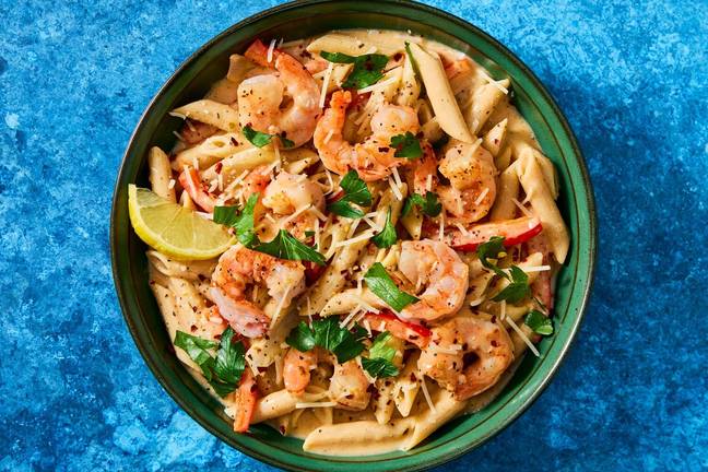 Pâtes crémeuses aux crevettes façon cajun