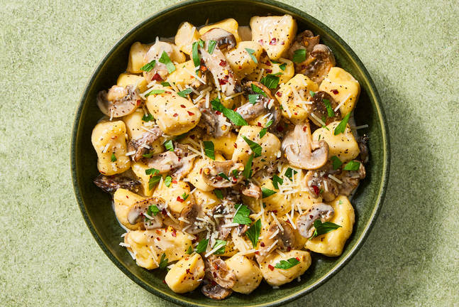 Ricotta Gnocchi with Creamy Mushroom Sauce