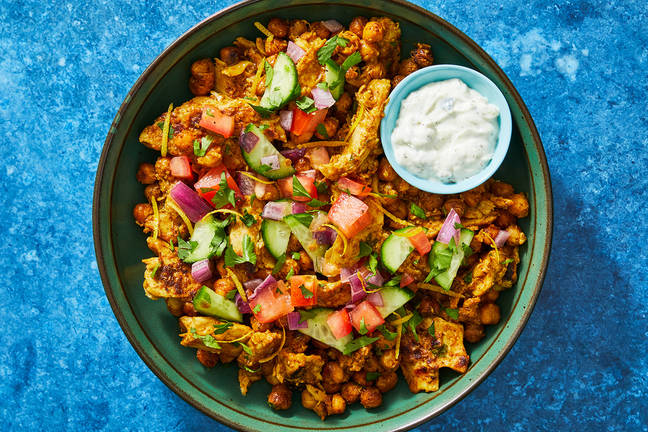 Indian Protein Shred-and-Chickpea Bowls