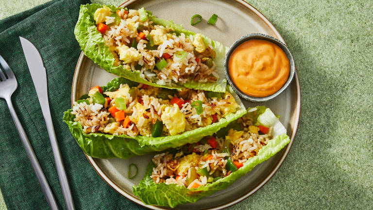 Crispy Rice & Egg Lettuce Wraps
