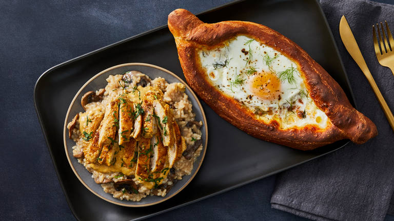 Tunisian-Spiced Chicken & Khachapuri with Eggs 