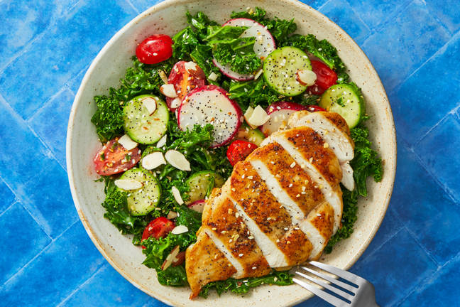Everything Bagel Chicken & Kale Salad