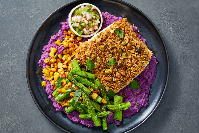 Pistachio Cod with Mango-Jalapeño Salsa