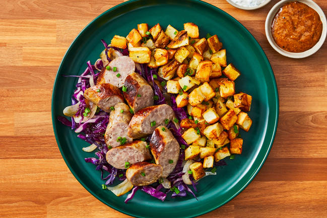 Braised Bratwurst & Red Cabbage