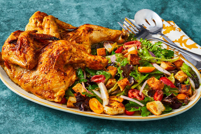 Roasted Half Chickens with Garlic Herb Butter