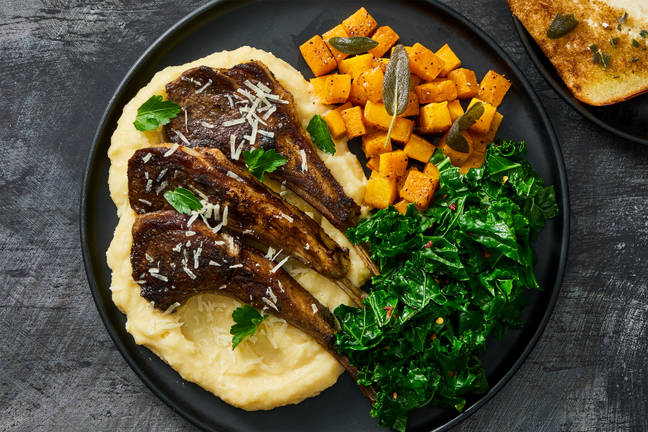 Seared Lamb Chops over Parmesan Polenta