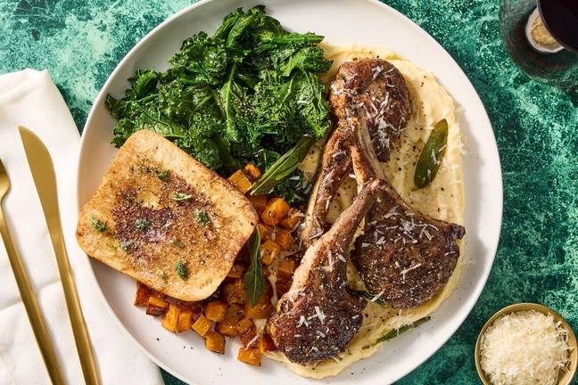 Seared Lamb Chops over Parmesan Polenta