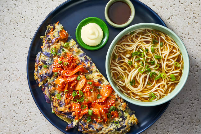 Crispy Cabbage Okonomiyaki & Miso Ramen Soup