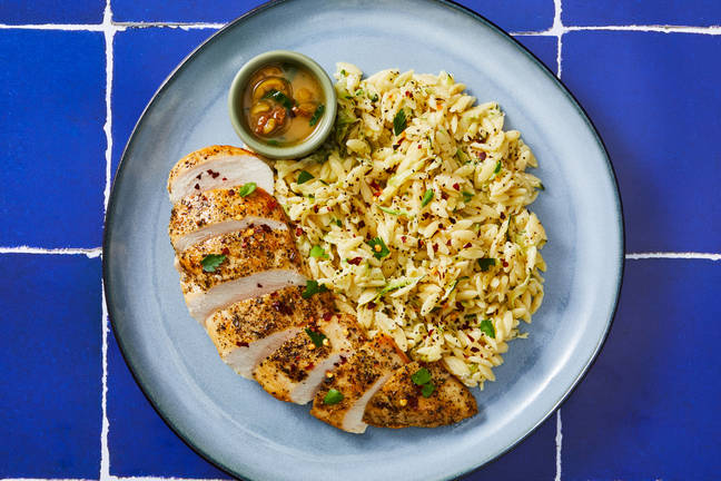 Herbed Chicken & Creamy Lemon Zucchini Orzo