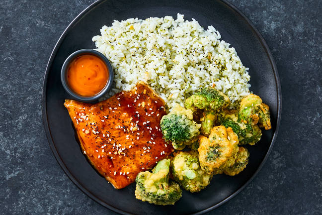 Ponzu-Glazed Trout & Broccoli Tempura