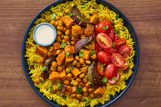 Air Fryer Shawarma Chickpea & Sweet Potato Bowls