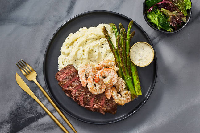 Bavette Steak with Creamy Dijon Shrimp