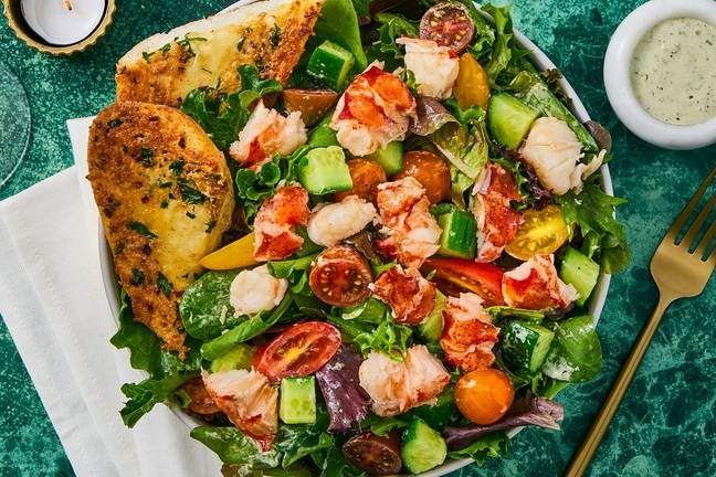 Green Goddess Salad with Baked Lobster Tails