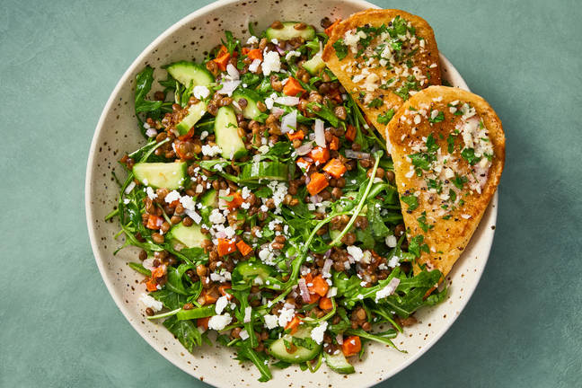 Warm Lentil, Carrot & Feta Salad