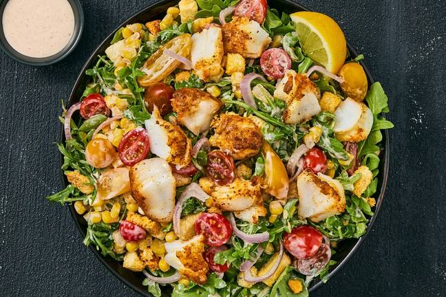 Old Bay Cod & Arugula Salad