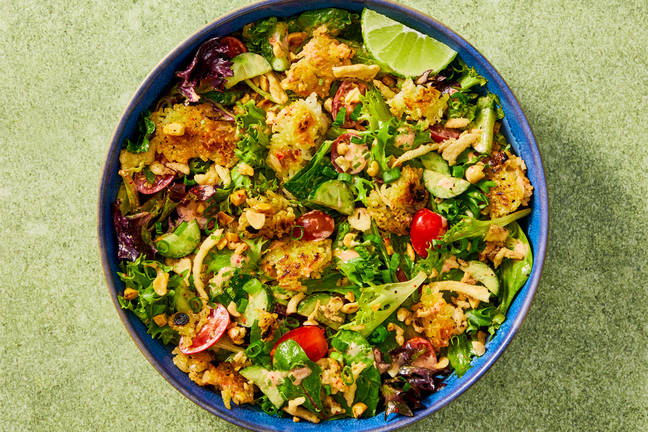 Crispy Rice & Mixed Greens Salad with Peanuts