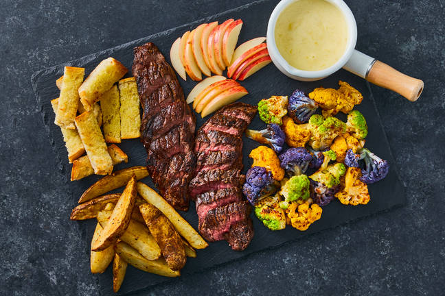 Steak & Cheddar-Swiss Fondue Board