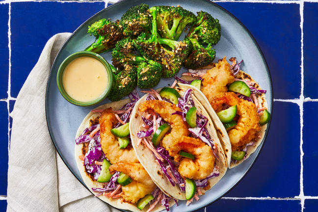 Shrimp Tempura Tacos with Bang Bang Sauce