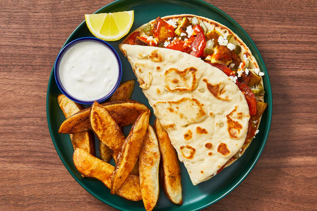 Shawarma-Spiced Chicken & Feta Naan Wraps