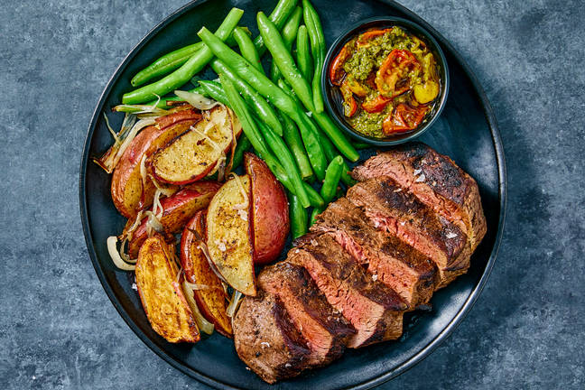 Sirloin Steak & Chimichurri-Roasted Tomatoes