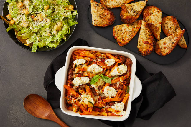 Melty Mozzarella, Beef & Zucchini Penne Bake