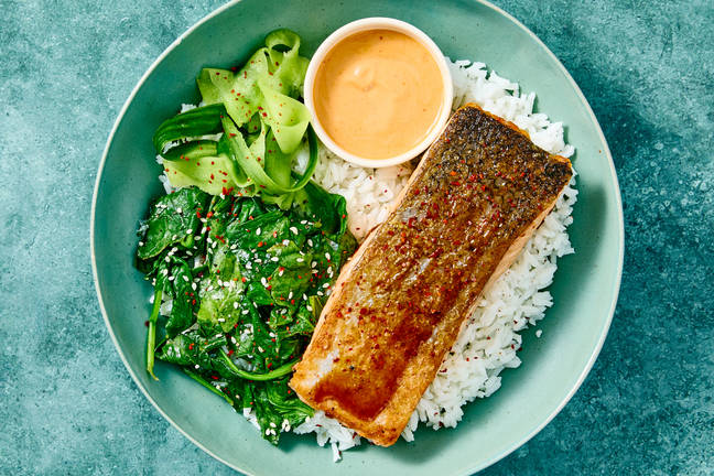 Gochujang-Glazed Salmon & Sesame Spinach Bowls