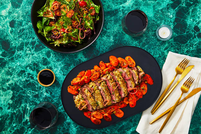 Rib-Eye Steak with Blue Cheese & Pistachio Crust